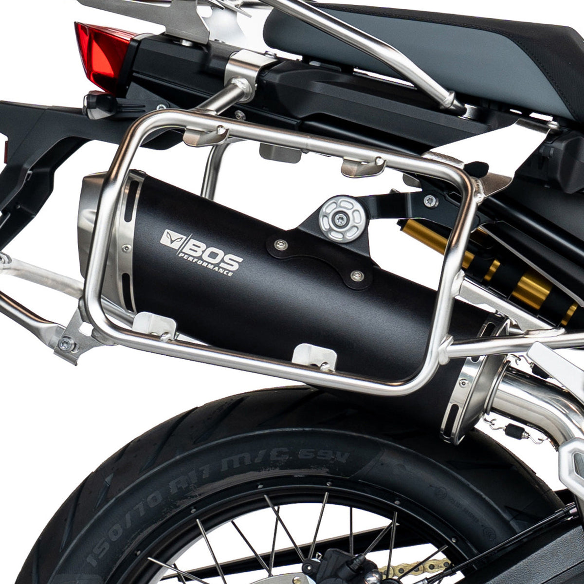 BOS uitlaat op BMW F 900 GS Adventure - detail montage