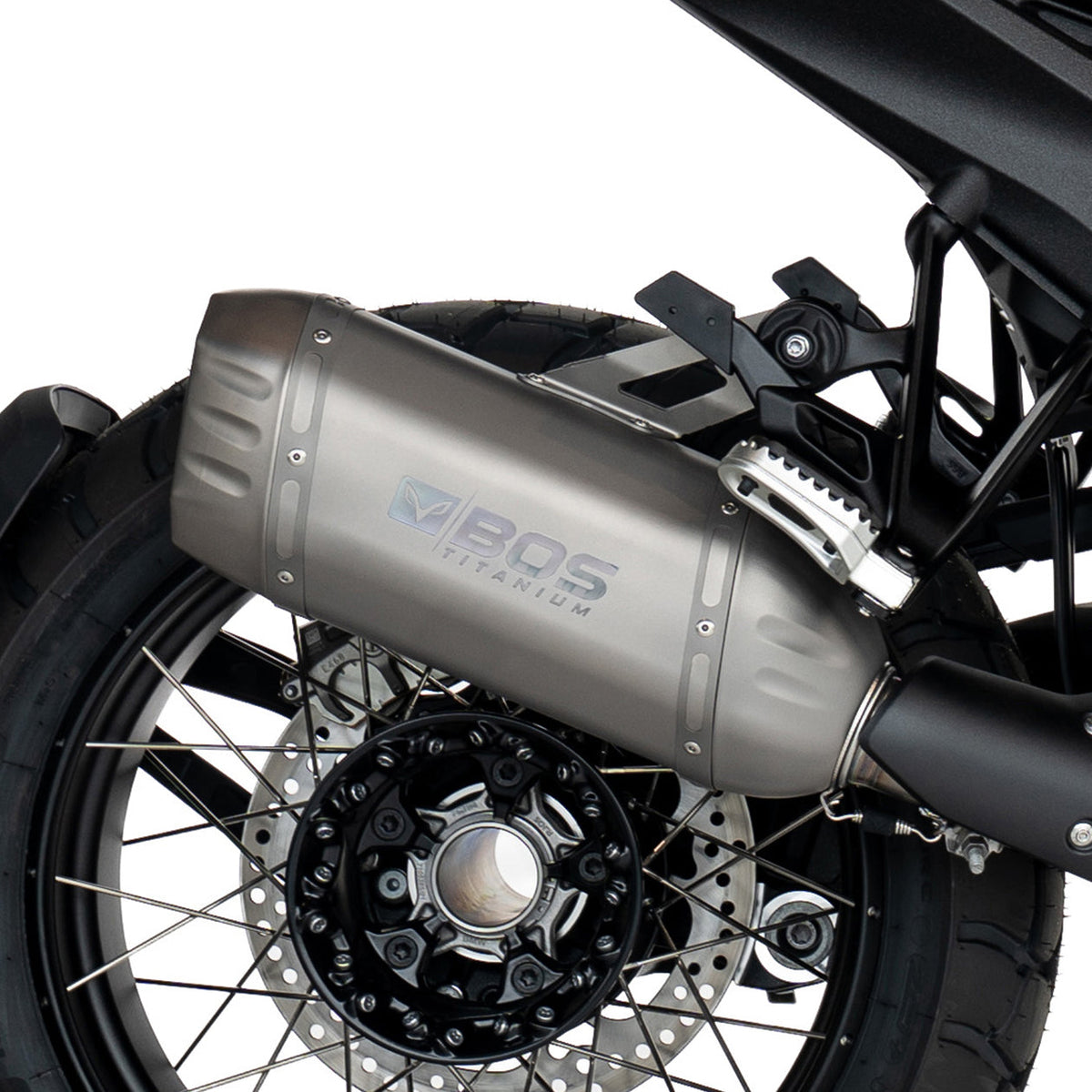 BOS Titanium uitlaat op BMW R 1300 GS - detail montage