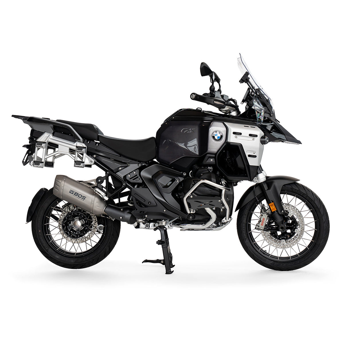 BOS Titanium uitlaat op BMW R 1300 GS Adventure - detail montage