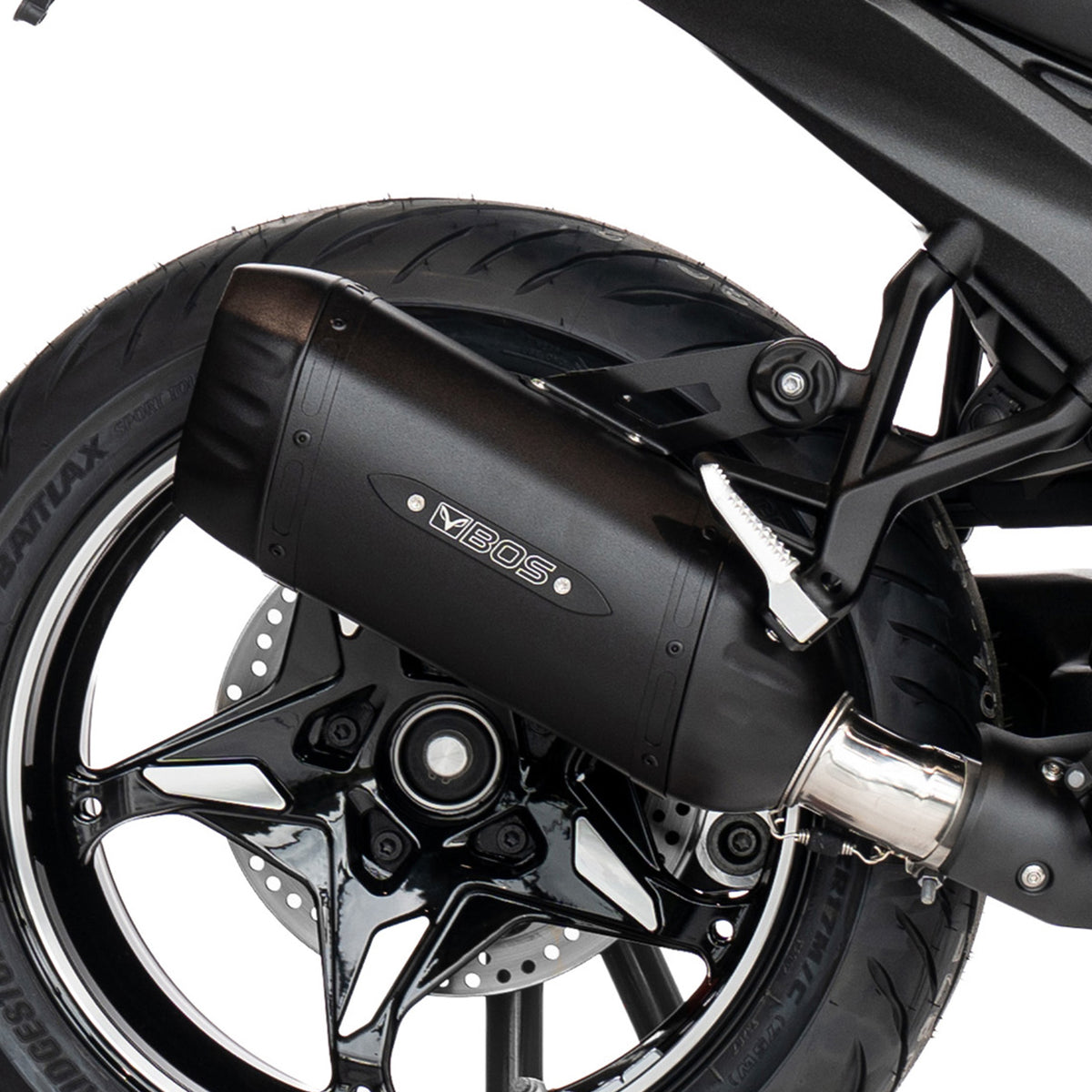 BOS BlackCoated uitlaat BMW R 1300 R - detail BOS-logo