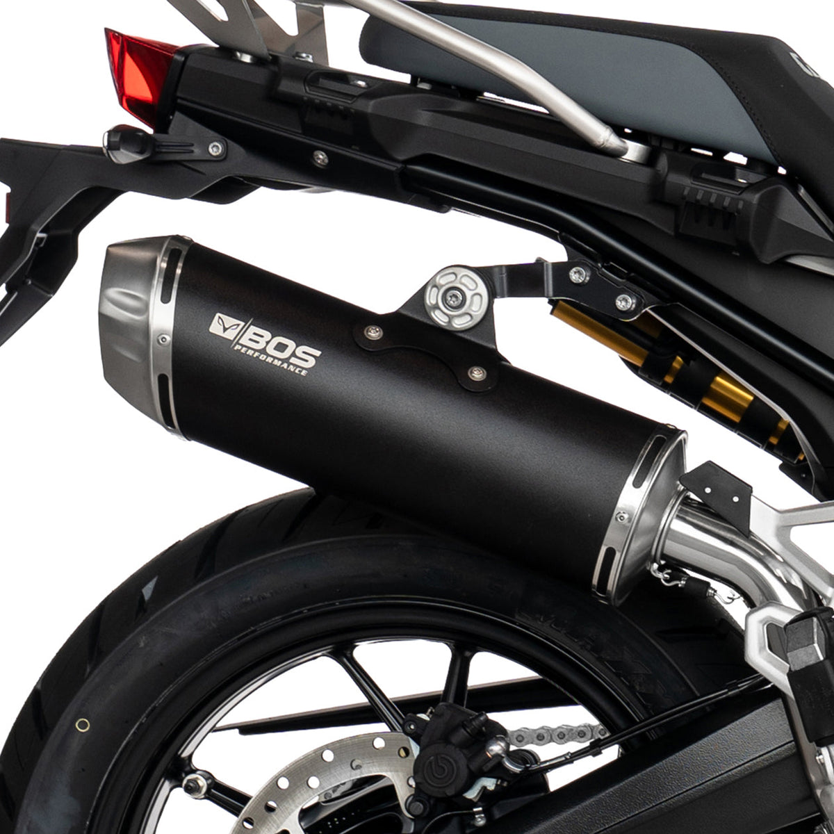 BOS uitlaat op BMW F 800 GS - detail montage